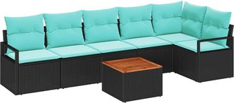 vidaXL Conjunto De Sof&aacute;s De Jard&iacute;n 7 Uds. Negro Rat&aacute;n Sint&eacute;tico Vidaxl
