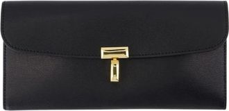 Toteme Zwarte Leren T-Lock Portemonnee - Dames - Portefeuilles - Zwart - ONE Size - Accessoires