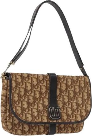 Dior Pre-owned Shoulder Bags, female, Brown, Size: ONE SIZE Pre-owned Vintage Trotter Canvas Shoulder Bag