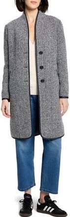 Nic+Zoe Herringbone Topcoat in Navy at Nordstrom Rack, Size Medium