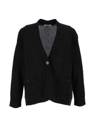 Kangra Cashmere Rounded Color Block Flap Pocket Jacket