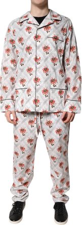 Dolce & Gabbana Multicolor Floral Print Cotton Pajama Set Mens Sleepwear