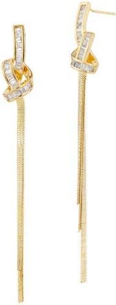 Savvy Cie Jewels Knotted Cubic Zirconia Drop Earrings in Yellow Gold at Nordstrom Rack