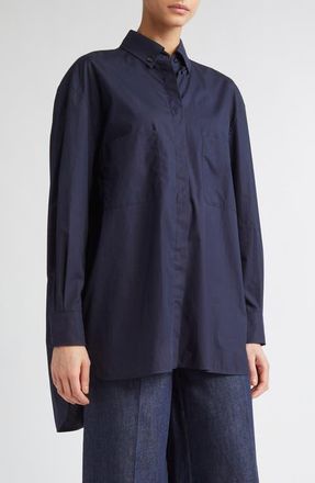 Max Mara Mozart Button-Down Shirt in Ultramarine at Nordstrom, Size 14
