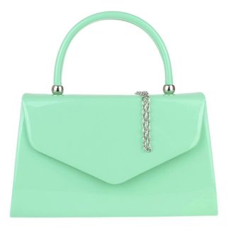 Girly HandBags Womens Patent Clutch Bag - Elegant Small Hard Case Evening Handbag for Weddings, Parties, and Events Small (Mint)