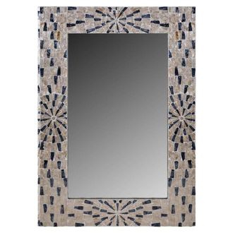 Wanderlust Deco Wanderlust Deco - Espejo Rectangular De Madera Acabado En Capiz Negro 100x70x03