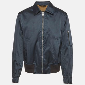 Ferragamo Blue Synthetic Zip-Up Jacket