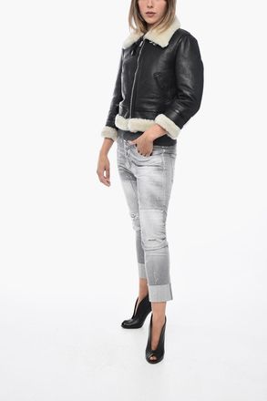 Dsquared2 Leather Jacket with Shearling Details Dsquared2