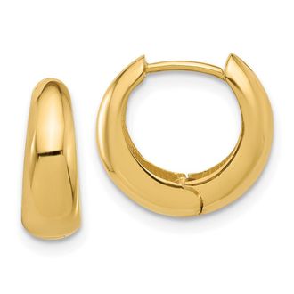 Diamond2Deal 10K Yellow Gold Polished Round Hinged Huggie Hoop Earrings