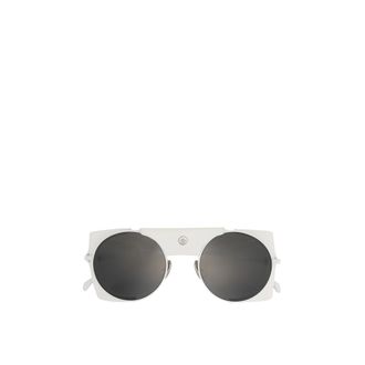 Moncler Moncler Solix Round Sunglasses, Unisex, White, Size: 52