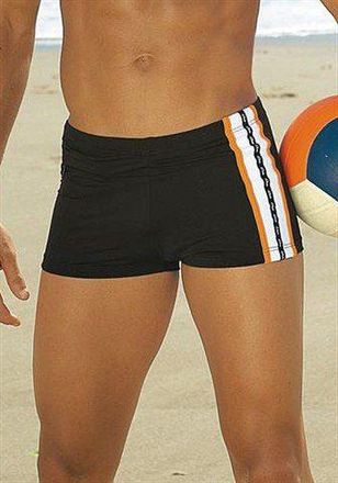 s.Oliver Boxer-Badehose S.OLIVER, Herren, Gr. 4, N-Gr, braun, Polyamid, unifarben, Badehosen Boxer-Badehose, mit Reissverschlusstasche