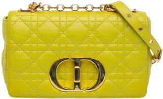 Dior Pre-owned Small Calfskin Cannage Caro Bag - Dames - Vintage Schoudertas - Geel - ONE Size - Leer - Vintage