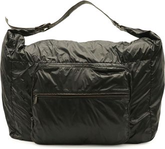 Bottega Veneta Black Dark Brown Nylon Leather Shoulder Bag Tote Bag (Pre-Owned)