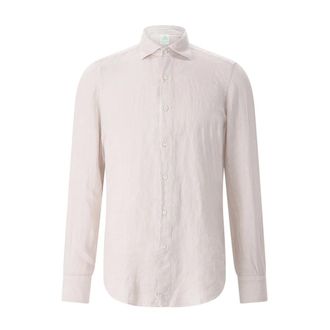 Finamore Heren, Overhemden, Beige, Maat: XL Linnen