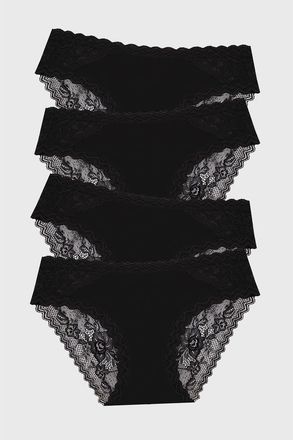 Stripe and Stare Eco Lace Original Knicker Four Pack in Black at Nordstrom, Size 4X
