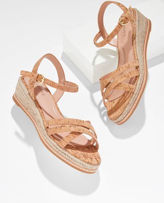 Talbots Pamela Cork Wedge Sandals - Natural/Gold - 10 1/2 M Talbots