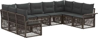 vidaXL Conjunto De Sof&aacute;s De Jard&iacute;n 9 Uds. Gris Rat&aacute;n Sint&eacute;tico Vidaxl
