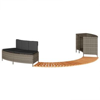 vidaXL Borde Ba&ntilde;era Hidromasaje Madera Acacia Y Rat&aacute;n Sint&eacute;tico Gris Vidaxl
