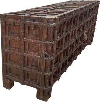 Wanderlust Deco Ba&uacute;l De Madera Marr&oacute;n 155x41x90