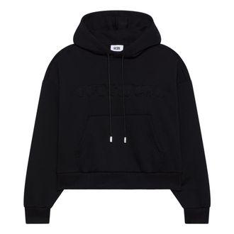 GCDS Sudadera con capucha bordada con logo - Sweatshirts & Hoodies - Mujer - Negro - XL