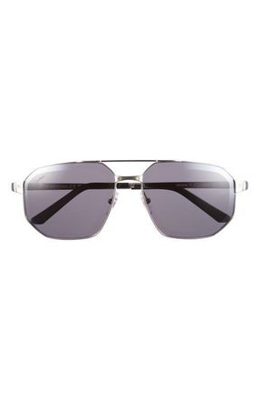 Cartier 60mm Polarized Pilot Sunglasses in Silver2 at Nordstrom