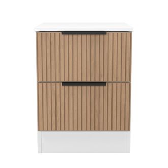 Lewis's Java 2 Drawer Bedside in Slatted Effect / White - Ready Assembled - Lewiss Home | TJ Hughes