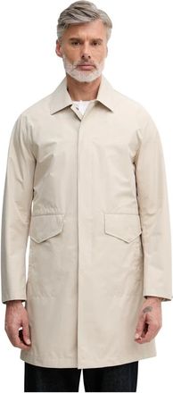 Benetton Jassen, Heren, Beige, XL, Polyester, Collar Flap Pocket Coat