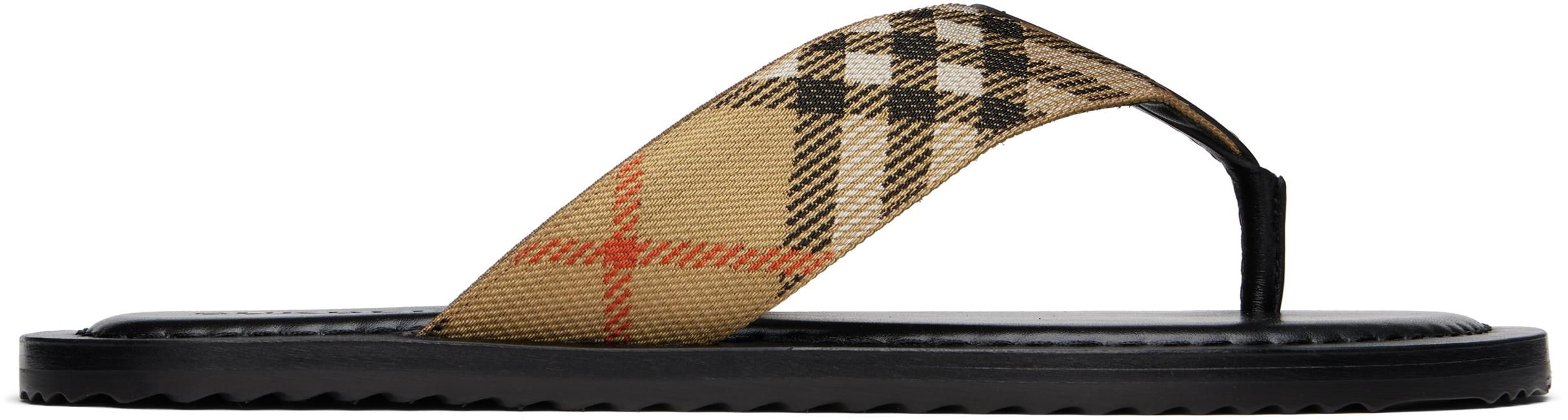 Burberry Black & Beige Check Pavilion Sandals from $621.00