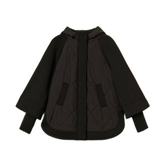 Twinset Winter Jackets, female, Black, L, Black Diamond Quilted Hooded Coat
