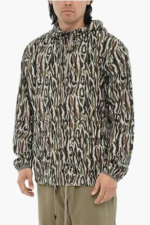 Woolrich Patterned Windbreaker SHADOWBARK with Hood size Xxl