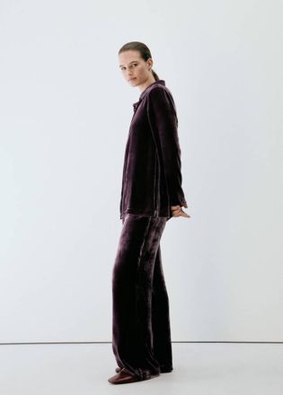 Mango Pantalone pigiama misto seta viola - Donna - S - MANGO