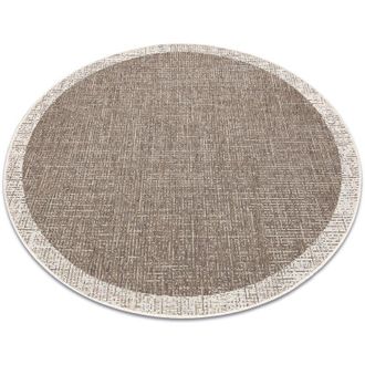 RugsX Rugsx - Alfombra De Cuerda Sisal Floorlux Circulo 20401 Marco Gris Pardo / Champ&aacute;n Beige Circulo 160 Cm