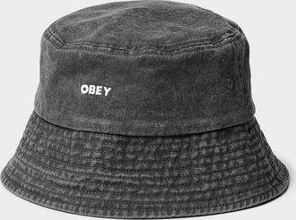 Obey Mens Small logo pigment denim bucket hat
