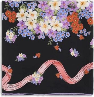 Dolce & Gabbana Floral Ribbon Print Silk Scarf - Dames - Zijden sjaals - Veelkleurig - ONE Size - Accessoires