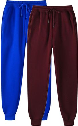 Generic 2 Pack Womens Tracksuit Bottoms Relaxed Fit Fleece Jogger Sweatpants with Drawstring Running Jogging Trousers Pockets Elastic Waist Tapered Leg Ladies