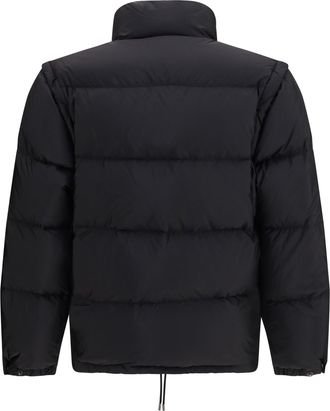 Prada Mens Puffer Jacket Re-Nylon With Triangle Logo Nero Down Coat