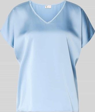 Vera Mont Blusenshirt aus Satin mit V-Ausschnitt in Hellblau, Gr&ouml;&szlig;e 34