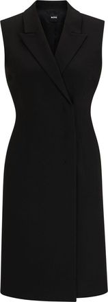 HUGO BOSS Womens V-Neck Knee Length Wrap Dress in Black - Size 6 UK