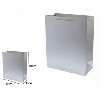 Trade Shop Trade Shop - Set 3 Pz Buste Borsa Regalo Sacchetti 55x40x15cm 69914 Grigio Con Manico Cordino
