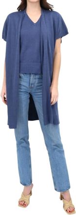 Kinross Cashmere Long Sleeveless Cardigan In Indigo