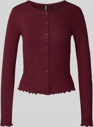 Pieces Slim Fit Strickjacke aus reiner Baumwolle Modell MARIE in Dunkelrot, Größe XS