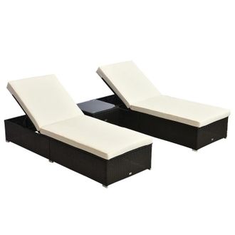 OUTSUNNY Rattan Lounge Set - Natural | TJ Hughes