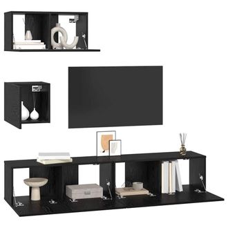 Berkfield Home TV Unit Set 4 pcs Black oak 80 x 30 x 30 cm Engineered wood