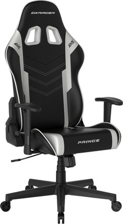 DXRacer Gamingstuhl, Schwarz, Wei&szlig;, Kunststoff, Textil, Drehkreuz, 67x126x67 cm, Wippmechanik mit H&auml;rtegradeinstellung, Sitzfl&auml;che 360&deg; drehbar, Nackenkissen 