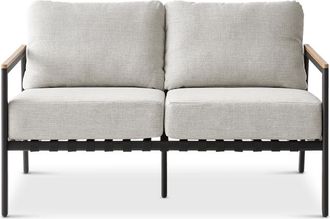 Castlery Sorrento Outdoor Loveseat, Aluminium Frame, Water-Repellent Cover, Natural Beige, Multi Color