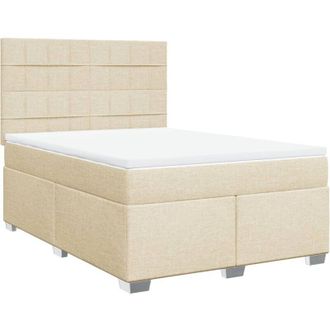 vidaXL Vidaxl - Cama Box Spring Con Colch&oacute;n Tela Color Crema 160x200 Cm