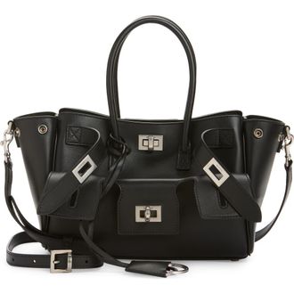 Balenciaga Small Bel Air Leather Carry All Bag in 1000 Black at Nordstrom