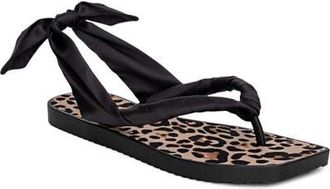 Badgley Mischka Wrenna Slingback Ankle Wrap Sandal in Black Leopard at Nordstrom, Size 10
