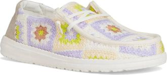 Hey Dude Womens Wendy Cottage Crochet Slip-On Shoes In Egret/lavender/multi