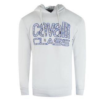 Cavalli witte hoodie met bloemenlogo